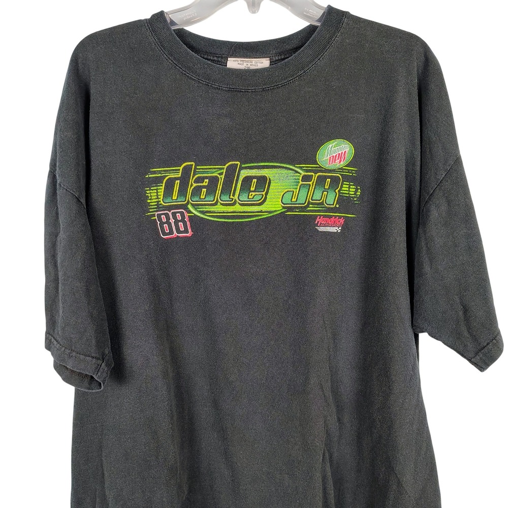 Chase Authentics Mens 2XL Dale Jr 88 Mountain Dew T-Shirt Black Cotton Y2K 2XL